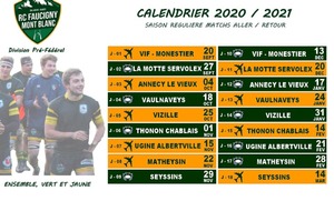 Calendrier équipes senior (saison 2020-2021)